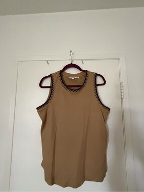 Chico's Camel Ribbed Scoop Neck Sleeveless Knit-Tank